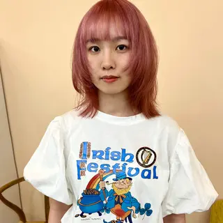 ミディアム 舟橋耀/ブリーチカラ ー/レイヤーカットのヘアスタイル