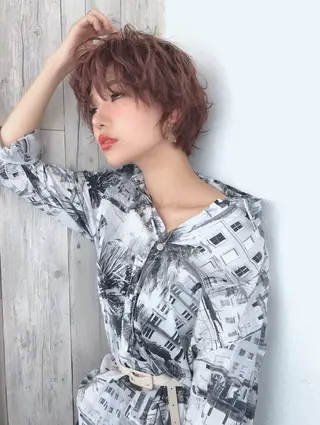 ショート カラー パーマ ROKKAN所属・ROKKAN motoのヘアスタイル