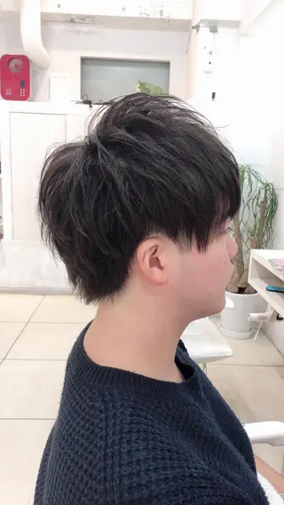 ショート メンズ 髪質改善× ハイライト溝江のヘアスタイル