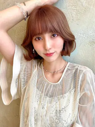 ミディアム カラー パーマ ヘアアレンジ Surpass所属・🌈小顔似合わせ SHIHO🌈のヘアスタイル