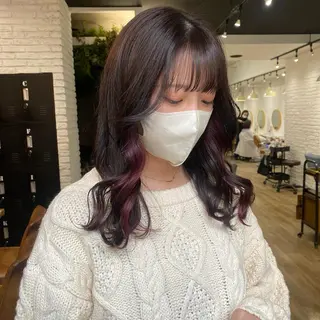 セミロング カラー ヘアアレンジ あおい 🍒暖色カラーのヘアスタイル