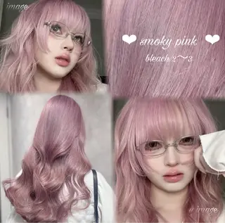 ロング カラー ヘアアレンジ メンズウルフ🐺♡ ブリーチ♡ヘアメ🎀のヘアスタイル