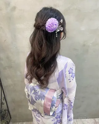 ロング ヘアアレンジ 【ピンク/韓国ヘア/ ヘアセット】亜海のヘアスタイル