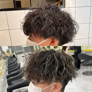 ミディアム カラー パーマ ヘアアレンジ メンズ 艶カラー の達人のヘアスタイル