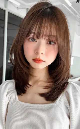 ロング カラー ARMONY表参道店所属・韓国風レイヤーカラー ライムのヘアスタイル