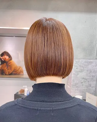 ショート カラー ヘアアレンジ ボブ/透明感ベージュ 🫧クルミ🌟のヘアスタイル