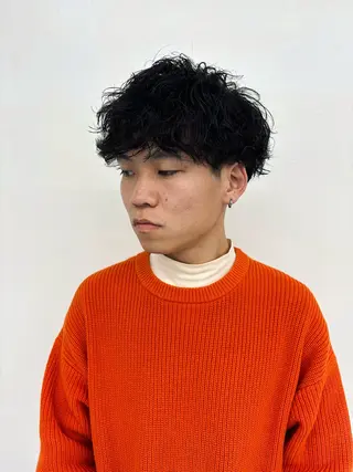 パーマ メンズ スパイキーパーマ 柏NO1 藤本葉のヘアスタイル
