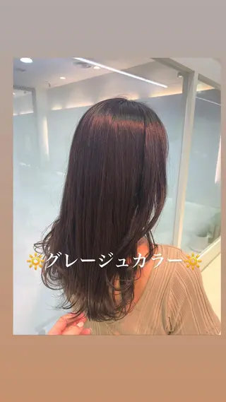 ミディアム カラー 似合わせカラー/艶 髪質改善/ヨシザキのヘアスタイル