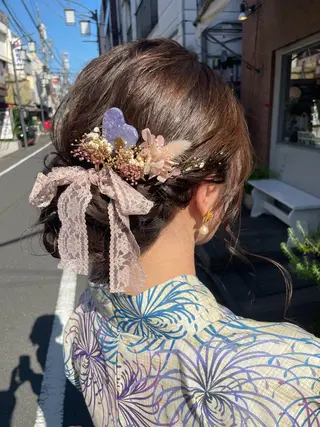 セミロング ヘアアレンジ KURIA‪‪*⋆ஐ ブリーチ/韓国ヘアのヘアスタイル