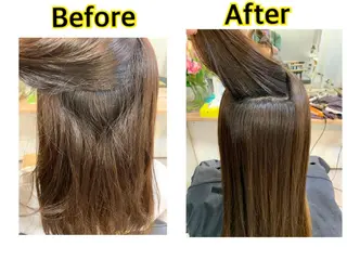 セミロング 髪質改善ストレート/ ブリーチ／渋谷　福田のヘアスタイル