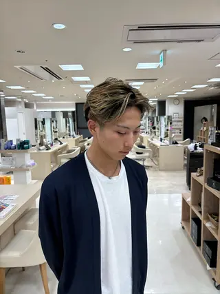 ショート カラー メンズ 湘南/メンズパーマ/ ハイライト/ユチカのヘアスタイル