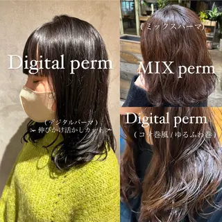 ロング パーマ メンズ 艶髪カラー/透明感 美髪/白髪/ﾑﾅｶﾀのヘアスタイル