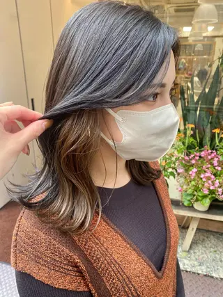 ミディアム カラー 安永 涼のヘアスタイル