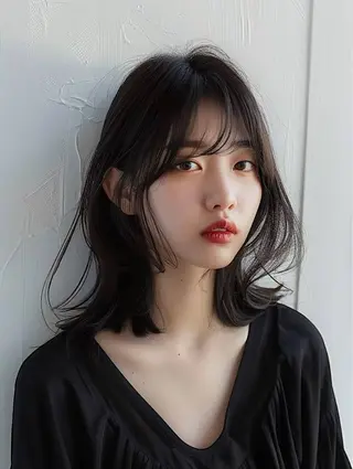 ミディアム ブリーチなしWカラー 縮毛矯正・清水天空のヘアスタイル