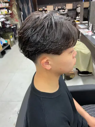 ショート カラー パーマ メンズ メンズパーマ 毛流れ/シャドウのヘアスタイル