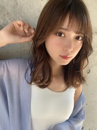 ミディアム 🧡くびれヘア/前髪 顔周り🧡久原結衣のヘアスタイル
