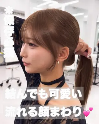 セミロング カラー 透明感カラー✨🩵 韓国ヘアkanatoのヘアスタイル