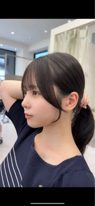 ミディアム カラー ヘアアレンジ 艶カラー/アイドル 前髪/内藤 輝のヘアスタイル