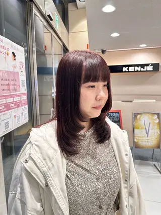 セミロング カラー クロスパーマ/うる艶 カラー/Kurumiのヘアスタイル