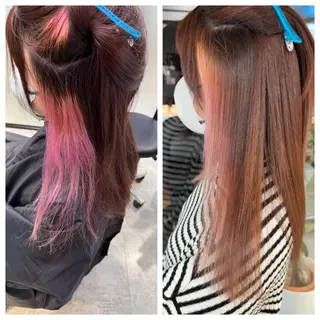 セミロング け んブリーチ縮毛矯正のヘアスタイル