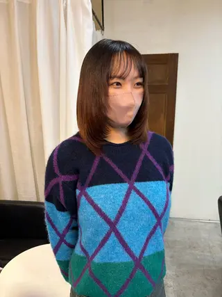 ミディアム カラー 顔周りカット ピンク カラー♡りりのヘアスタイル