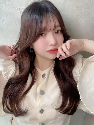ロング カラー パーマ ヘアアレンジ 日本一の小顔カット/ ボブ/顔周り/韓国のヘアスタイル