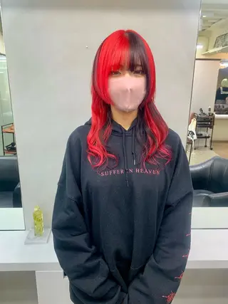 セミロング カラー ヘアアレンジ 個性爆弾💣 ダブルカラー/ゆかのヘアスタイル