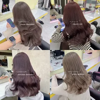 ロング カラー 韓国風艶髪🎀 暖色カラー🤍のヘアスタイル