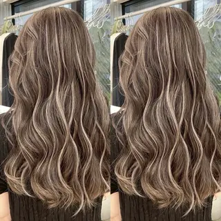 ロング カラー 表参道/ハイライト バレイヤージュのヘアスタイル