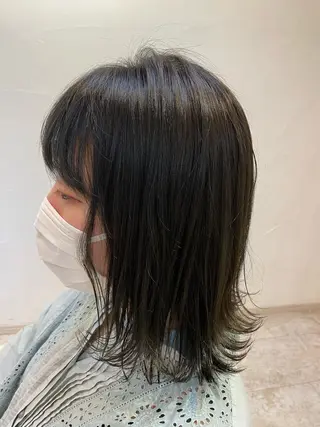 ミディアム カラー ブリーチなしWカラー /酸性ストレート河本のヘアスタイル