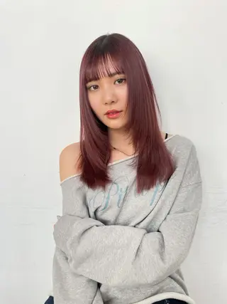 セミロング カラー 🎀優姫 🎀  韓国レイヤーのヘアスタイル