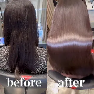 セミロング パーマ 圧倒的美髪ストレート /森　貴大のヘアスタイル