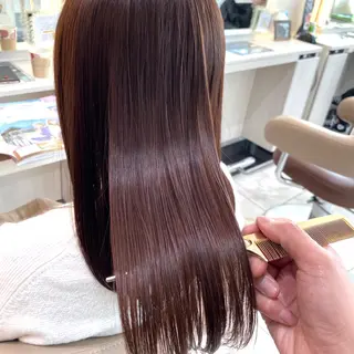 ロング 三箇島陽香/髪質改善 クロスパーマ縮毛矯正のヘアスタイル