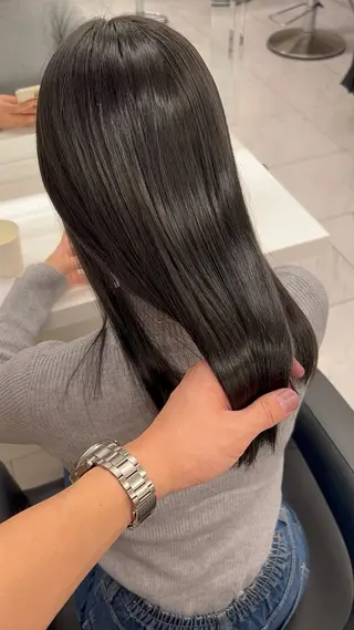 セミロング カラー パーマ ヘアアレンジ メンズ キッズ 🦋韓国レイヤー/ 透明感グレージュ🦋のヘアスタイル