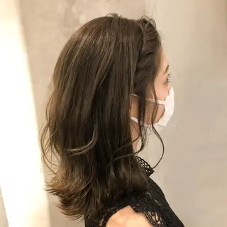 ミディアム カラー パーマ ヘアアレンジ 顔周りcut・ご相談 ＝新宿しずく🇰🇷のヘアスタイル