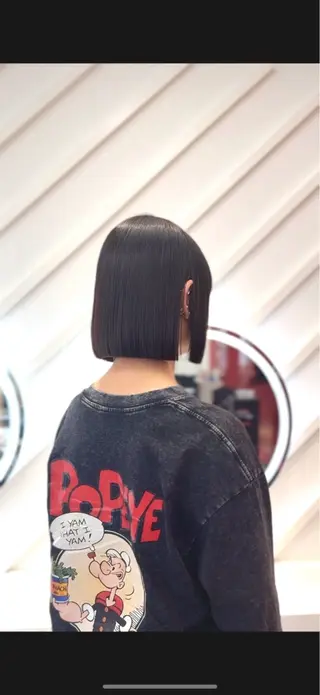 ミディアム カラー 山崎/ボブ縮毛矯正 レイヤー髪質改善のヘアスタイル