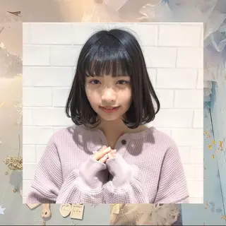 ミディアム カラー ヘアアレンジ 韓国レイヤーカット/ 儚げカラーチナツのヘアスタイル