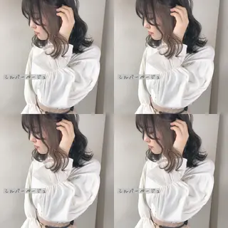 セミロング カラー しゅうさん🍝 麻田秀太郎のヘアスタイル