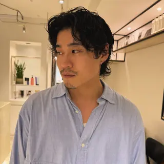 ショート パーマ 頭皮につけないカラー /白髪ぼかし/実加永のヘアスタイル