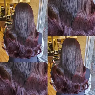 ロング ツヤ髪✨縮毛矯正 ハイトーンカラーのヘアスタイル