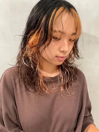 セミロング カラー パーマ 優作 〜圧倒的信頼〜のヘアスタイル