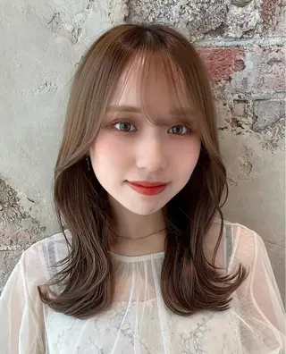 セミロング カラー 🧡くびれヘア/前髪 顔周り🧡久原結衣のヘアスタイル