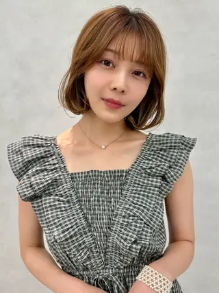 ミディアム ショート/ボブ/ 白髪ぼかし/しんやのヘアスタイル