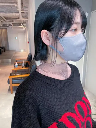 ミディアム 美髪矯正/艶カラー ボブ/栄/鐘ヶ江純也のヘアスタイル