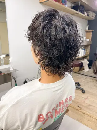 ミディアム パーマ メンズ 森本裕/オーナー/ スパイラルパーマのヘアスタイル