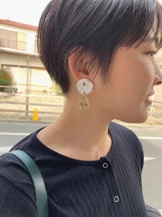 ショート カラー パーマ ヘアアレンジ パーマ/透明感カラー /ボブ/吉田一生のヘアスタイル