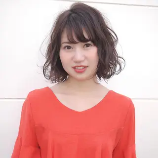 ミディアム カラー ヘアアレンジ 榎園 由美のヘアスタイル
