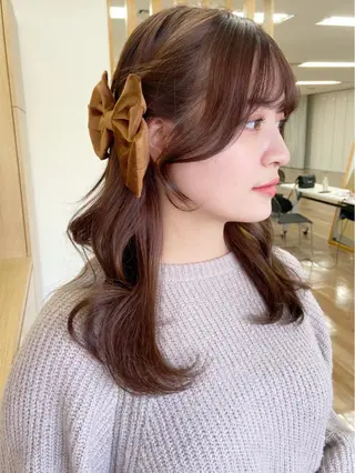 ロング ヘアアレンジ 新宿/韓国ヘア 中明度カラー/かやのヘアスタイル