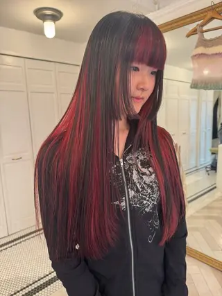 カラー ブリーチカラー🎀 韓国風/寺門美優のヘアスタイル