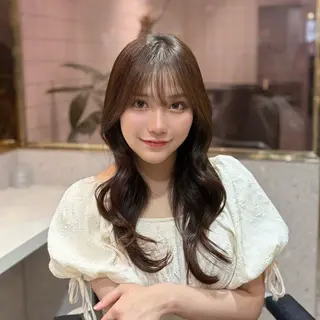 ロング カラー パーマ ヘアアレンジ メンズ キッズ 新宿/小顔レイヤー/ 顔まわり/西慶太朗のヘアスタイル